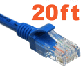 Network Ethernet Cable with RJ45 plugs - 20ft - Blue