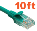 Network Ethernet Cable with RJ45 plugs - 10ft - Green