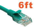 Network Ethernet Cable with RJ45 plugs - 6ft - Green