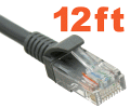Network Ethernet Cable with RJ45 plugs - 12ft - Grey