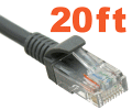 Network Ethernet Cable with RJ45 plugs - 20ft - Grey