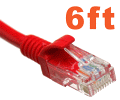 Network Ethernet Cable with RJ45 plugs - 6ft - Red