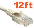 CAT5e LAN Network Patch Cable with plugs and boot - 12ft white