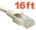 Network Ethernet Cable with RJ45 plugs - 16ft - White