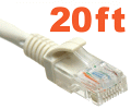 Network Ethernet Cable with RJ45 plugs - 20ft - White