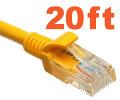 Network Ethernet Cable with RJ45 plugs - 20ft - Yellow