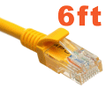 Network Ethernet Cable with RJ45 plugs - 6ft - Yellow